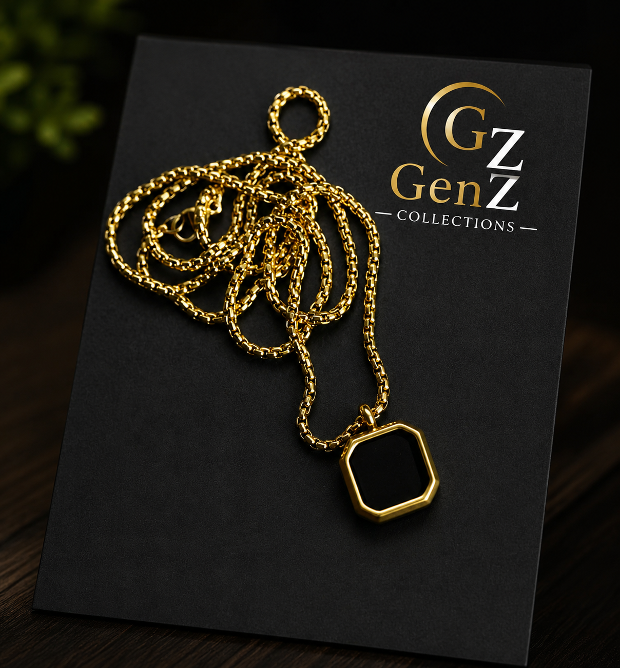 Luxury Black Stone Pendant Gold Chain Edition for Men