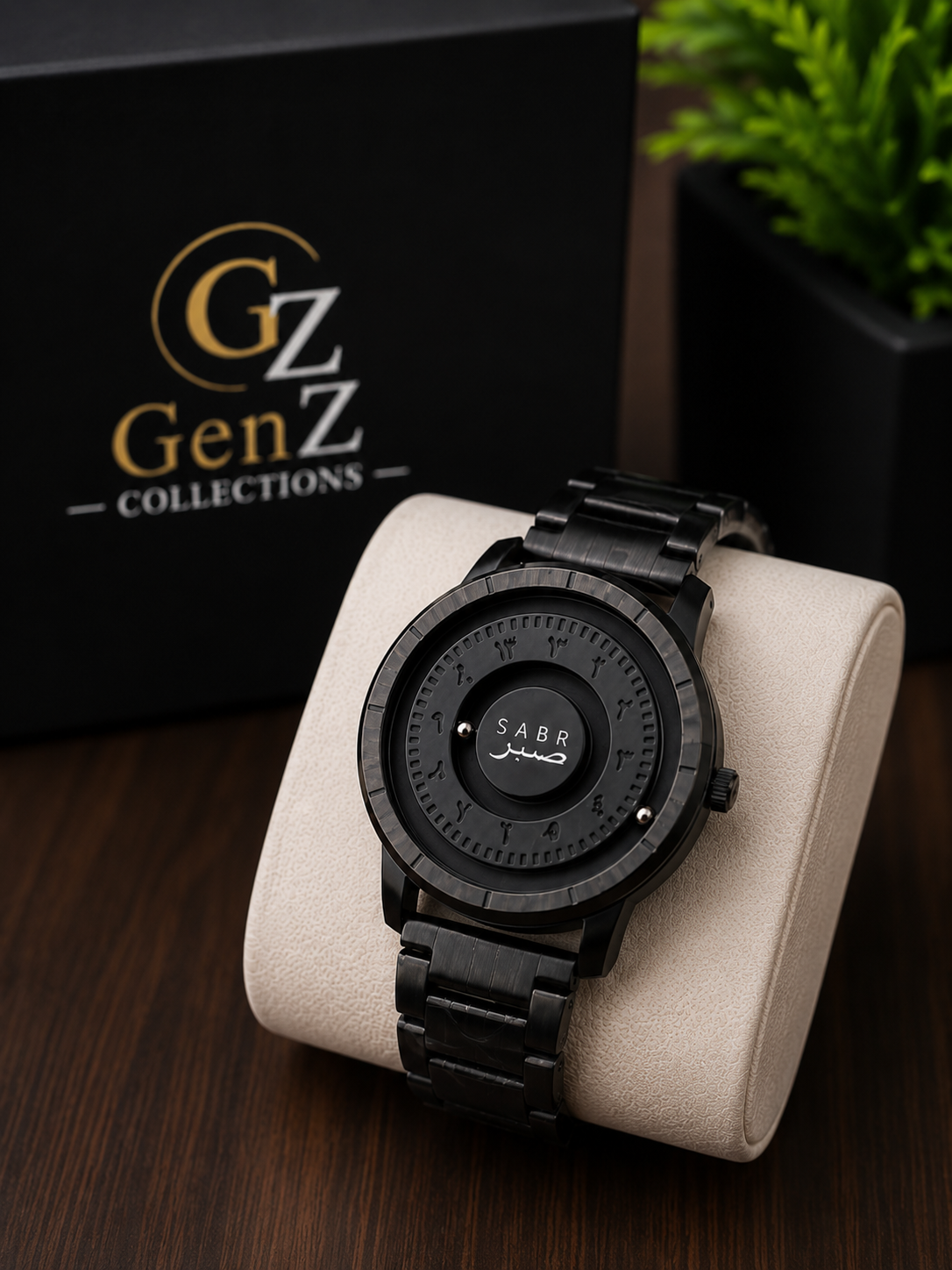 SABR Magnetic Arabic Dial Watch | Luxury Black Watch for Men