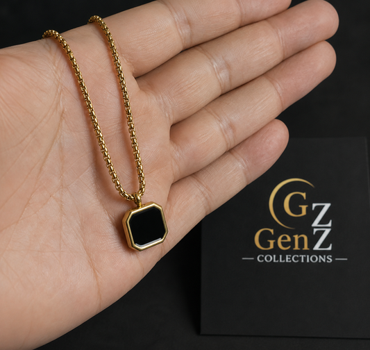 Luxury Black Stone Pendant Gold Chain Edition for Men